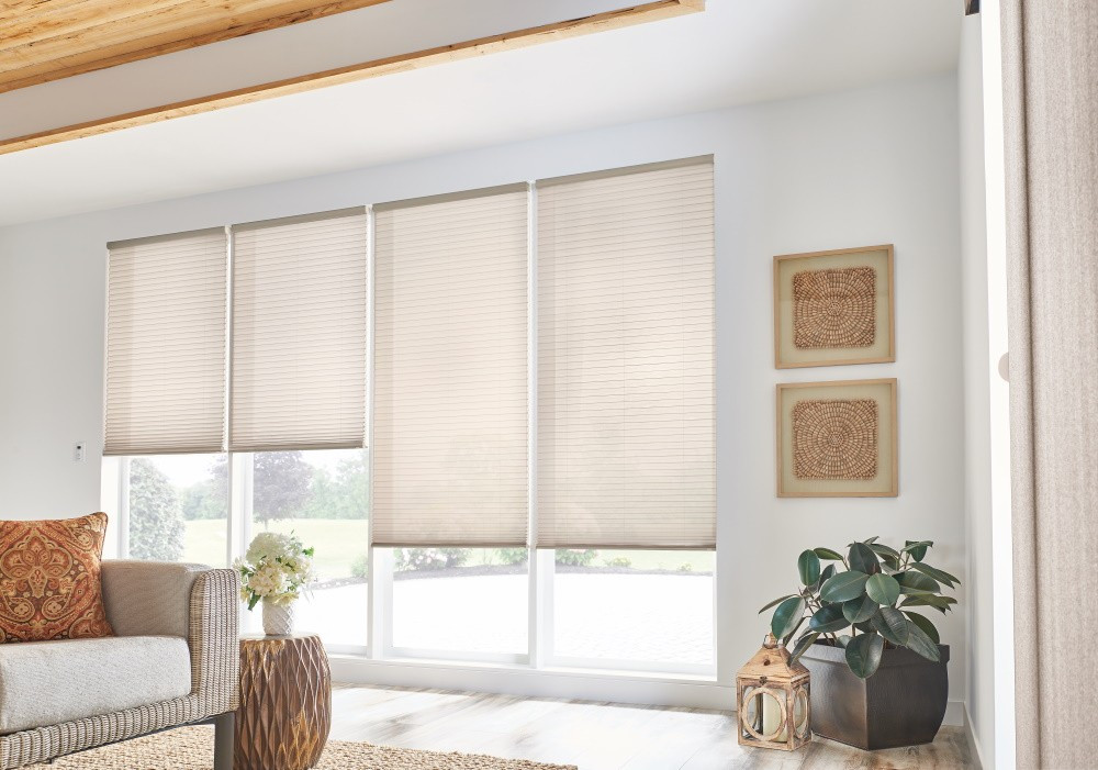 3/4" Single Cell Cellular Shades with Motorized Lift: Couture, Heron Plume 0131